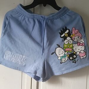 Sanrio Light Blue Women Shorts with Hello Kitty and Friends